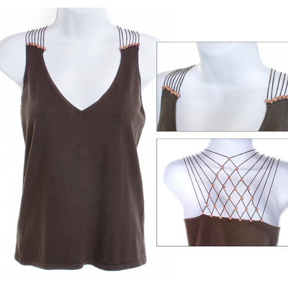 New York & Company Tops - NY & Co. Bead Embellished Silk Blend Tank Top - M